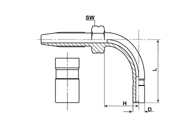 SCHLAUCHSTIFT LANG 6MM 90° WINKEL FÜR HP-SCHLAUCH 8.6x4