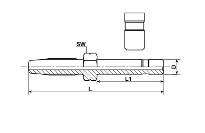 SCHLAUCHSTIFT LANG 6MM GERADE FÜR HD SCHLAUCH 8.6x4