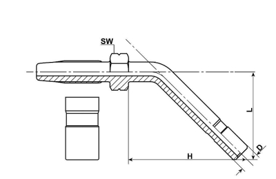 SCHLAUCHSTUTZEN 6MM 45° WINKEL FÜR HD SCHLAUCH 8.6x4