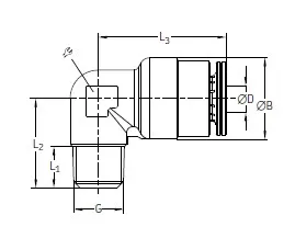 Winkel-Push-in-Kupplung WEKM 6 M8x1