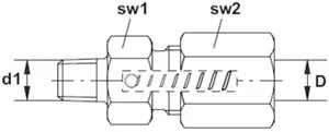 GERADE ANSCHLUSS + RÜCKSCHLAGVENTIL GERV 6S 1/4G