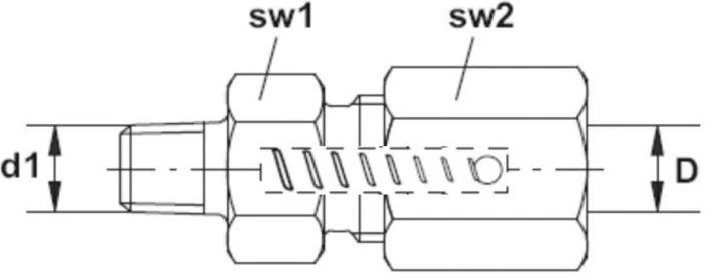 GERADE VERBINDUNG + RÜCKSCHLAGVENTIL GERV 6LL 1/8G C