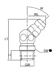 FETTNUDEL SCHRÄG 45° M8x1.25