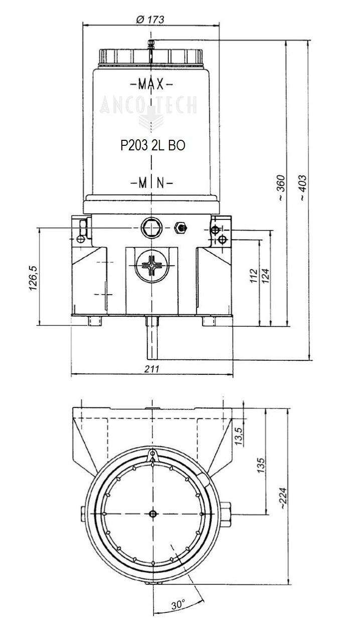 P203 ÖLPUMPE 2L 24V + NIEDRIGSTANDSIGNAL