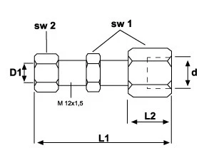 WANDDURCHFÜHRUNG 6L x WEIBLICHES GEWIND M10x1