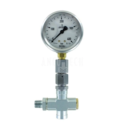 Druckentlastungsventil 350 BAR 1/4 - 1/4BSP mit Manometer