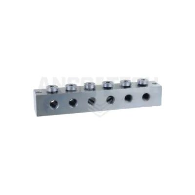Schmiernippelblock T-Bohrung 6 Anschlüsse M10x1